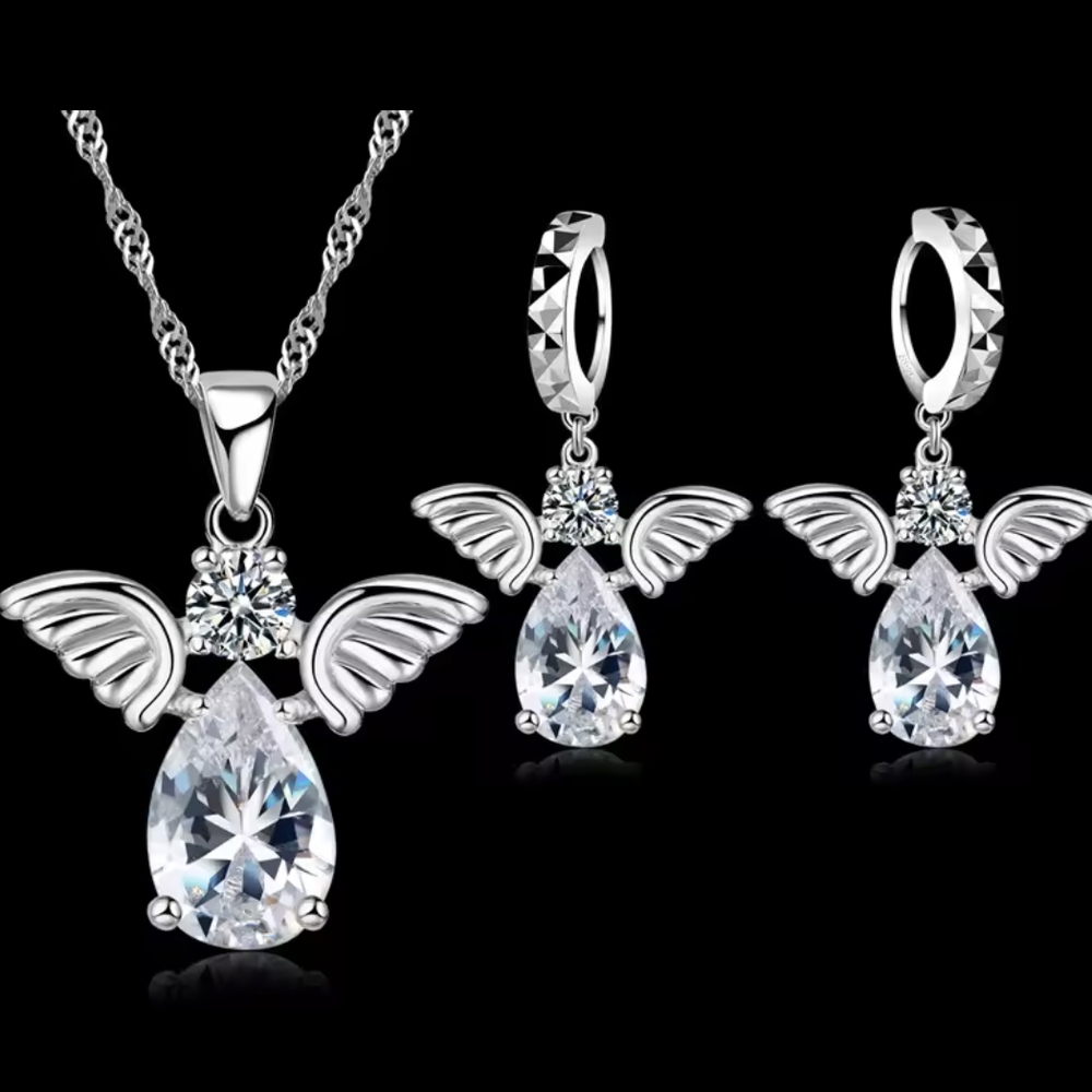 Elegant Silver Angel Jewelry Set